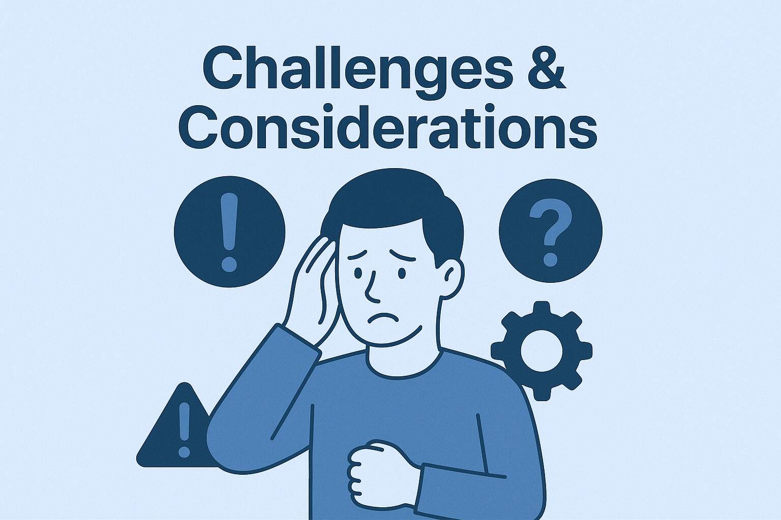 man thinking with different ideas.