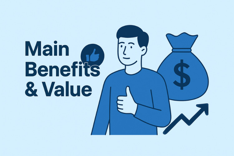 image of a man showing a thumbs up and income.