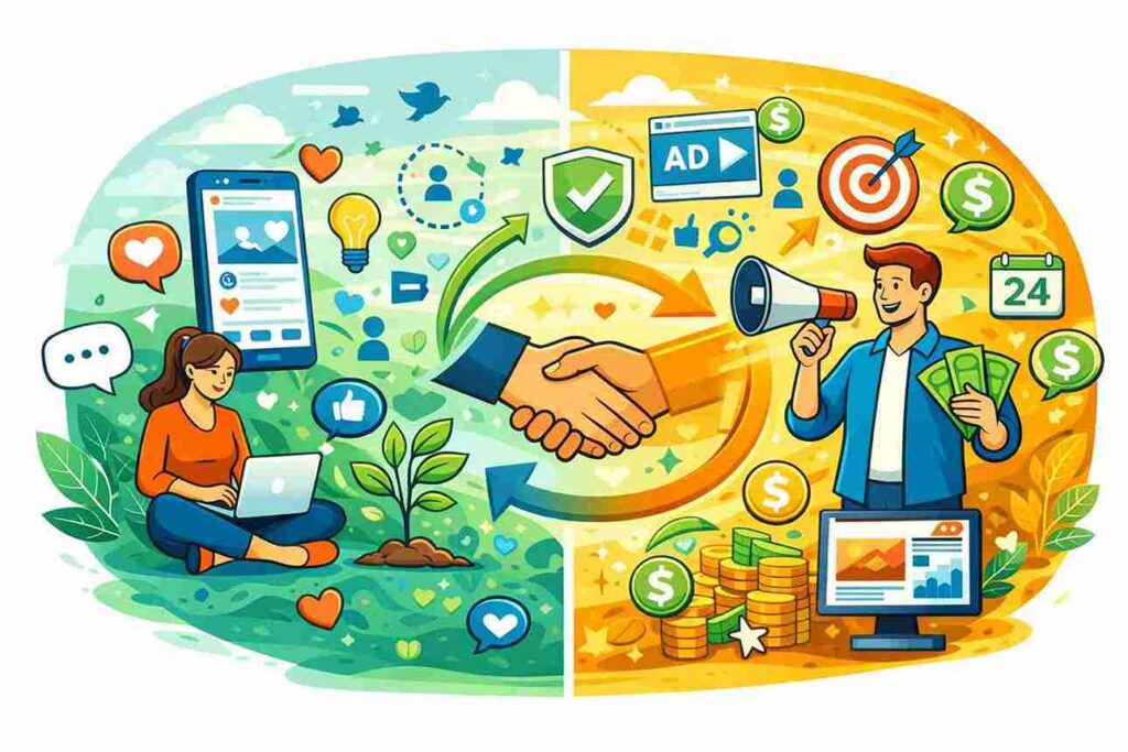 comparison showing engagement and advertising growth.”